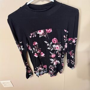 Floral Black and Pink Women's Top